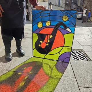 Saxófono - encargo vidrio emplomado - Imagen 1